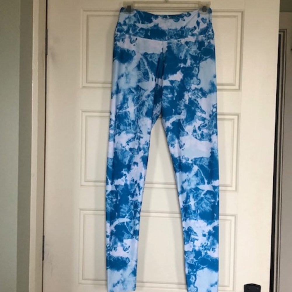 Blue and White Swirl Leggings - size large